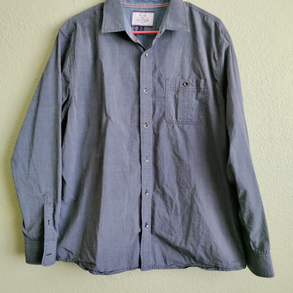 Flag & Anthem ( XL ) Button Down Long Sleeve Shirt